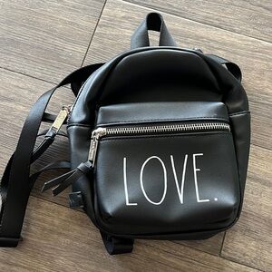 NWOT RAE DUNN Love convertible backpack purse black